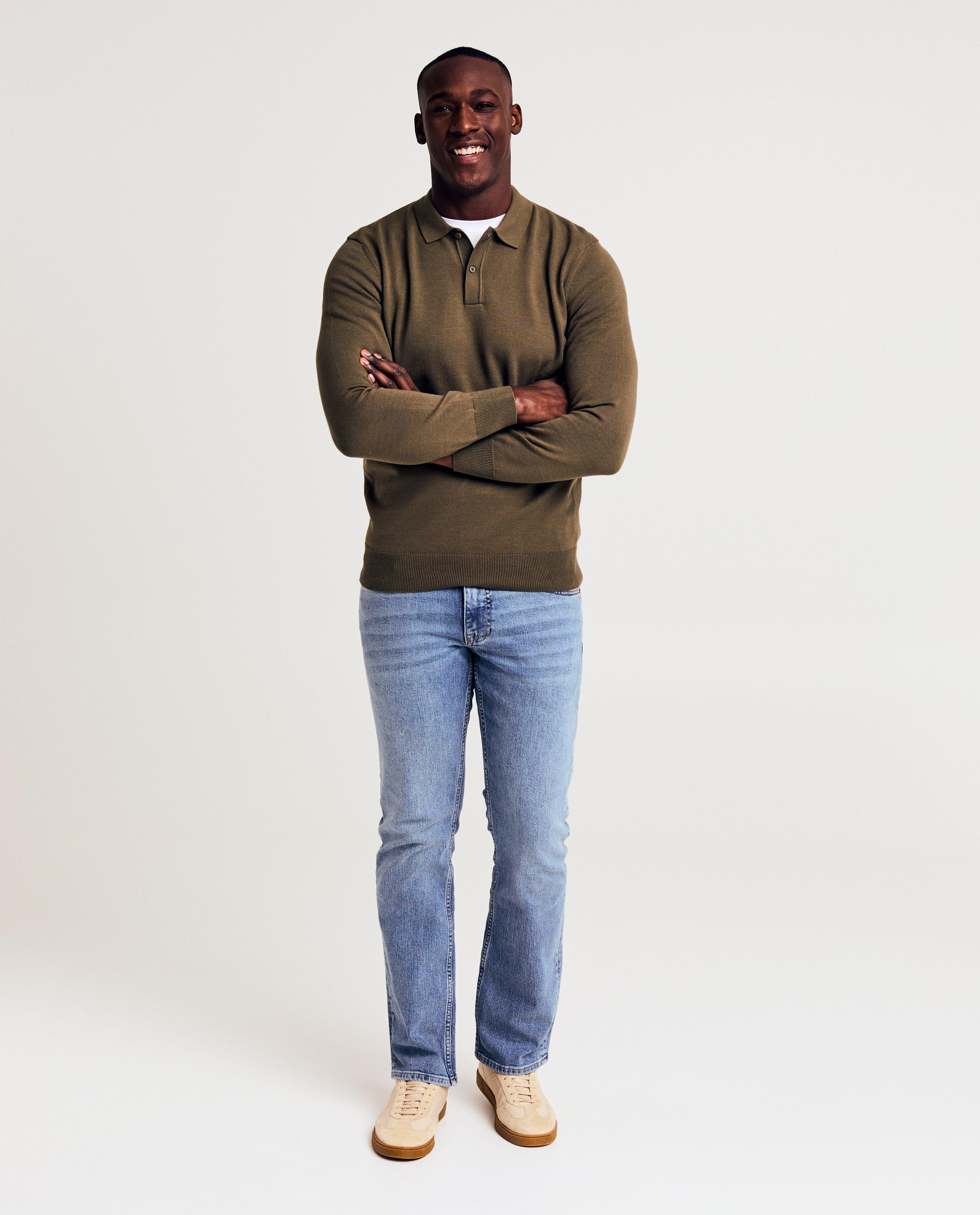 Grön pikétröja i khaki med quarterback-motiv