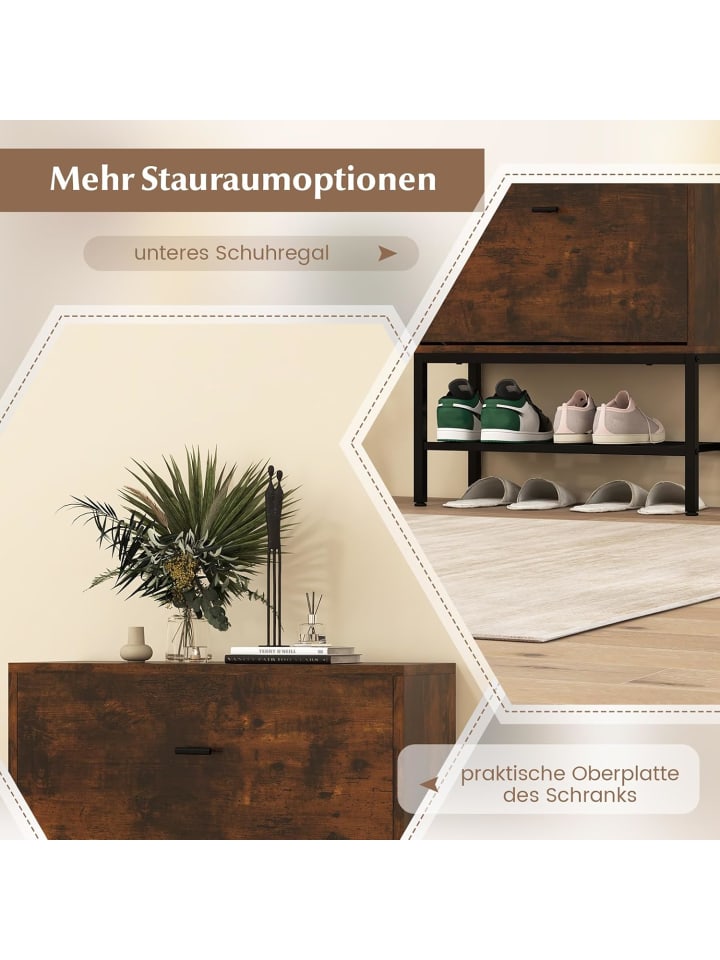 COSTWAY Schuhschrank für 15 Paar Schuhe 106cm in Braun günstig kaufen onesize