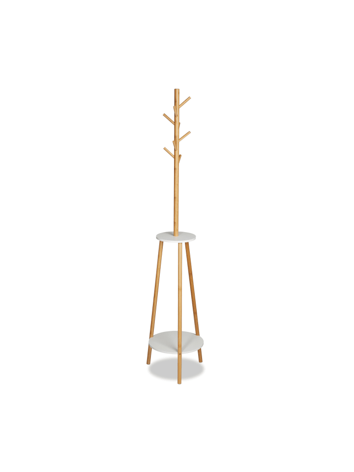 relaxdays Garderobenständer in Natur/Weiß - (H)181 x Ø37 cm günstig kaufen onesize