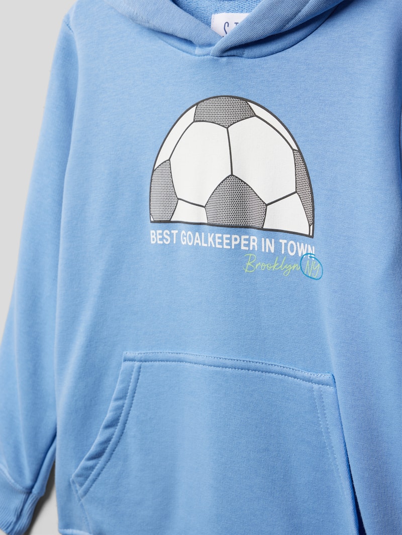 Hoodie mit Motiv-Print in blau
