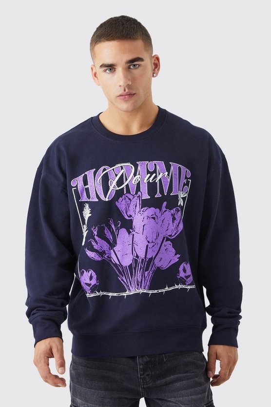 Sweatshirt mit floralem Homme Print