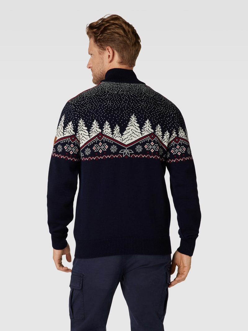 Strickpullover mit Allover-Muster Modell 'Dale' in marineblau