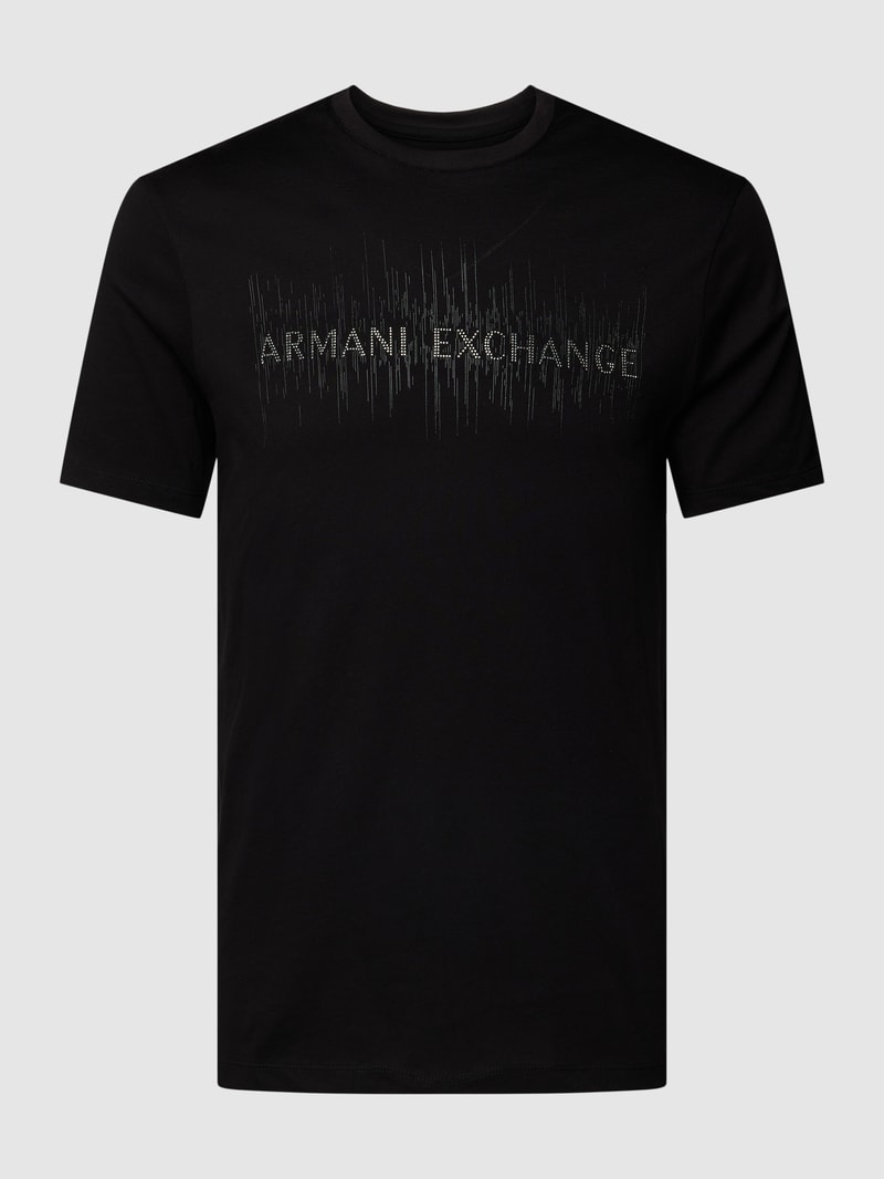 T-Shirt mit Strasssteinbesatz in schwarz