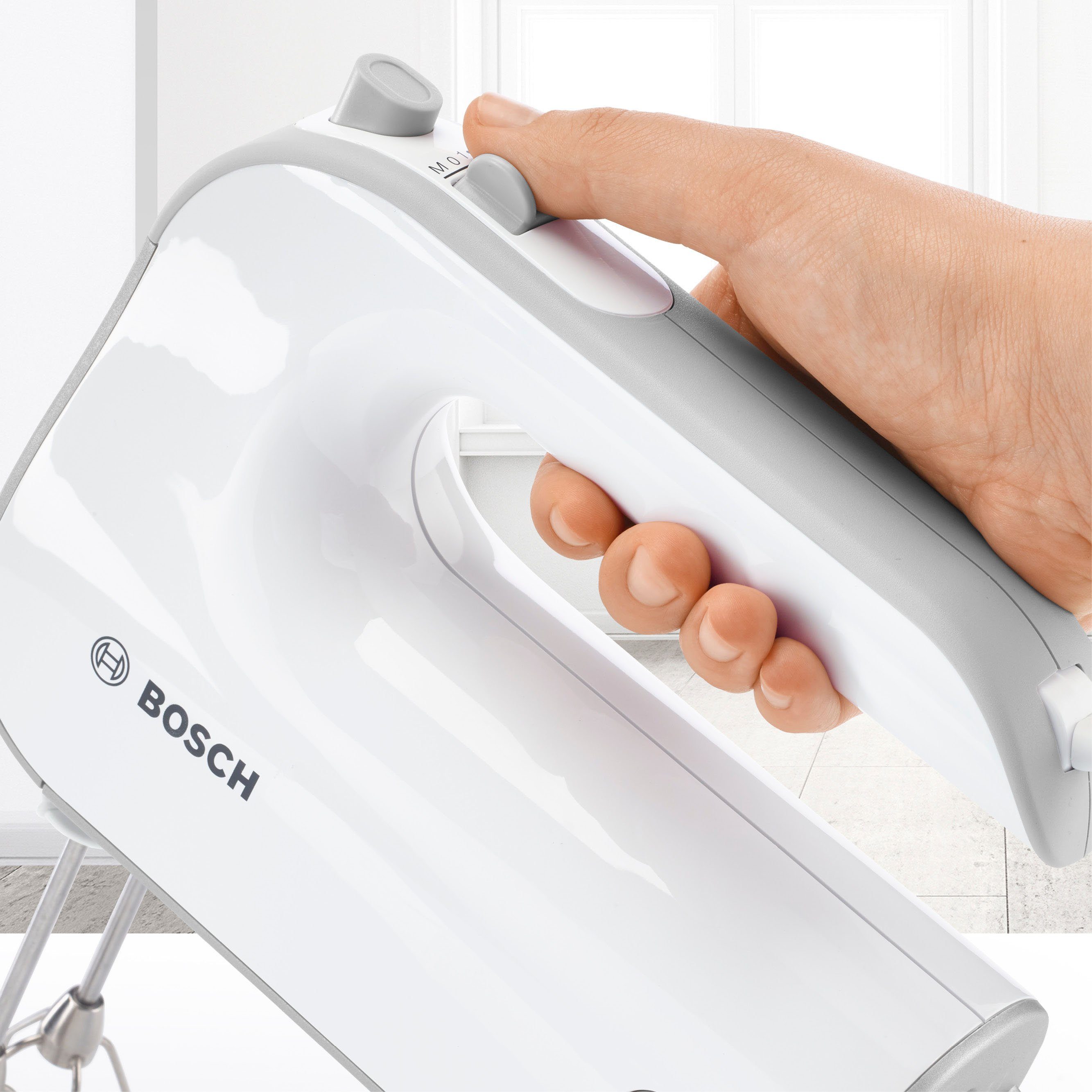 BOSCH Handmixer Styline MFQ4075DE, 550 W, 2 Rührbesen, 2 Edelstahl-Knethaken, 2 Turbobesen, Pürierstab