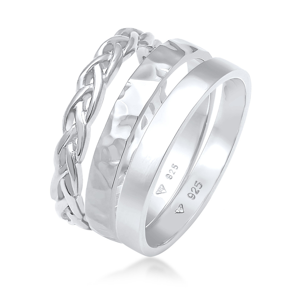 Elli Elli Bague Set de 3 bracelets pour femmes en argent sterling 925 Bague