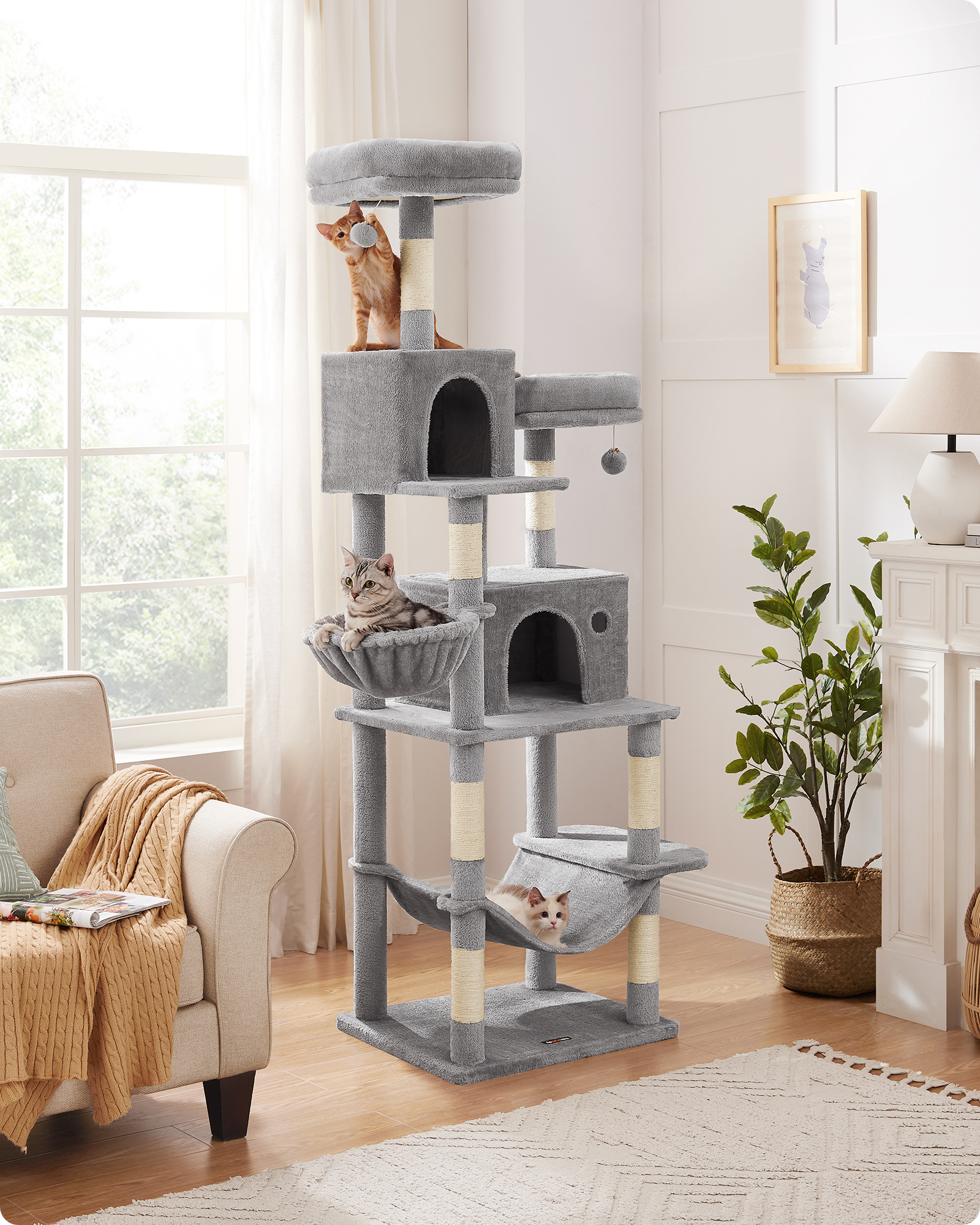 FEANDREA Kratzbäume FEANDREA Katzenbaum XXL 199cm hellgrau hellgrau