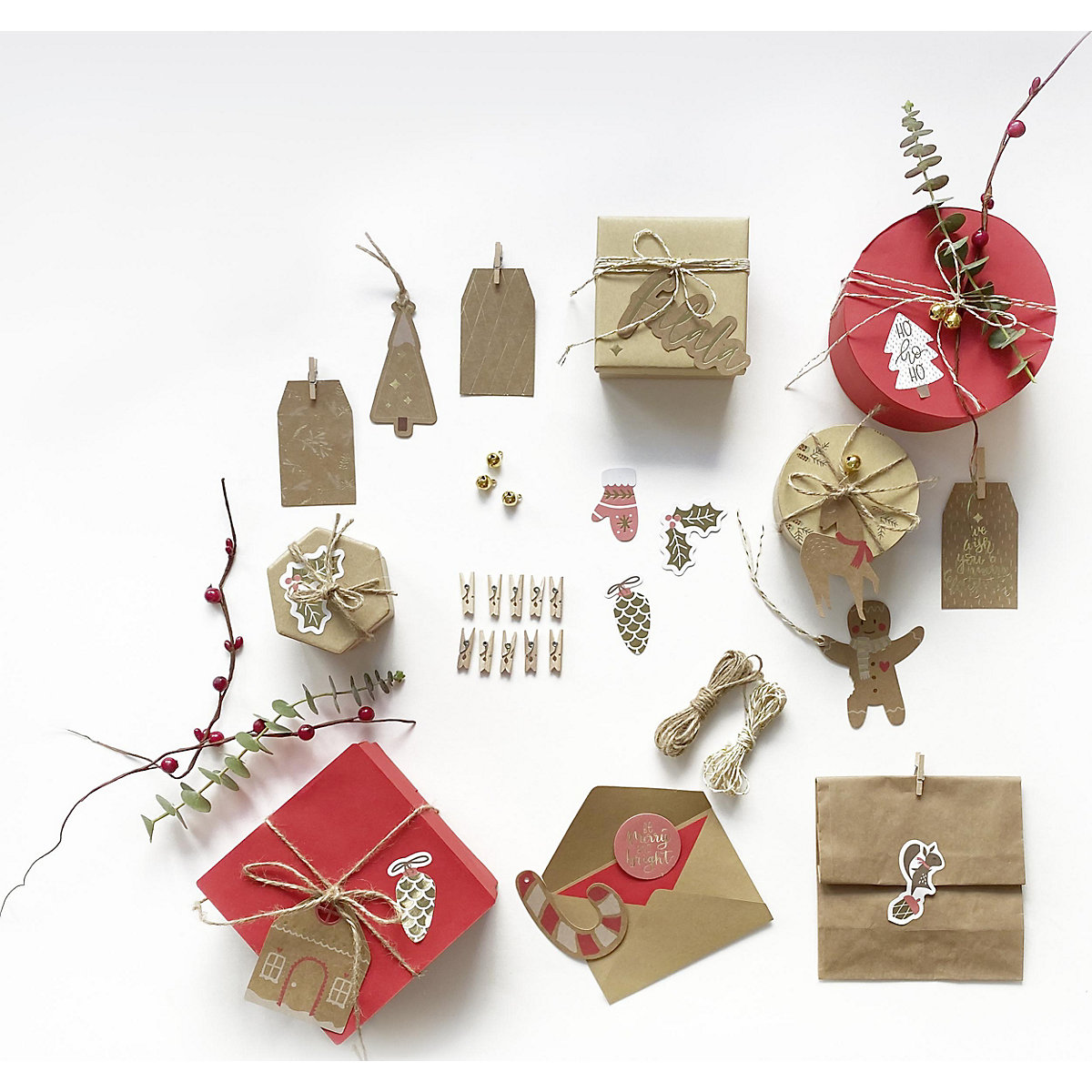 Verpackungs-Set MERRY CHRISTMAS, 44-teilig