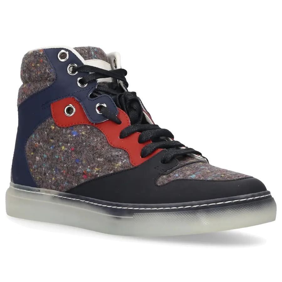 Balenciaga - Sneaker Mid Top Nubukleder schwarz Stoff multicolour - grau