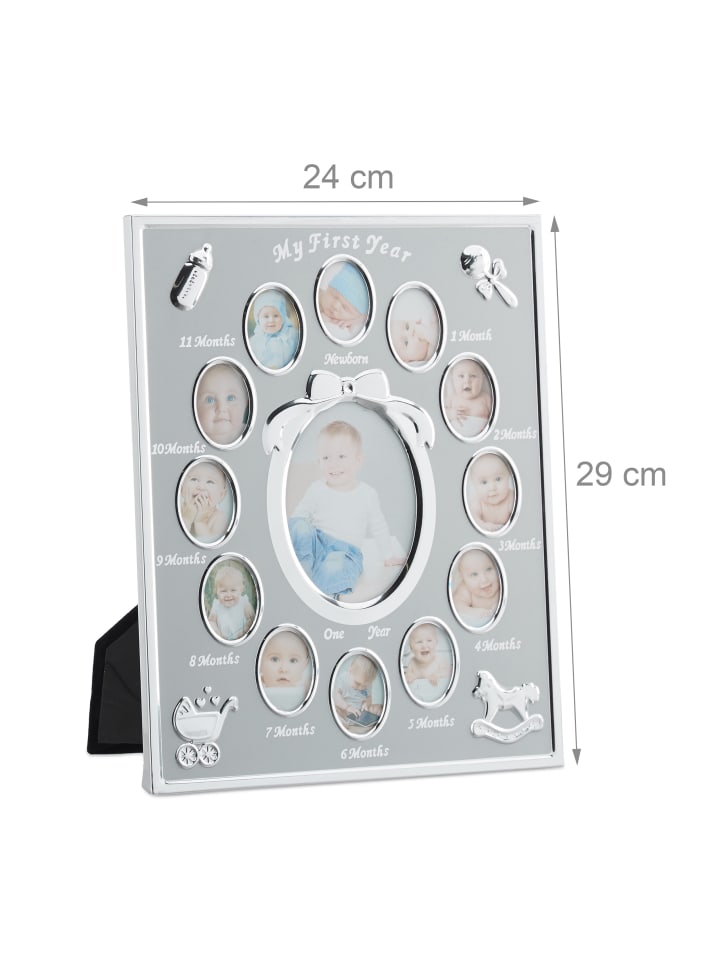 relaxdays Babybilderrahmen in Silber - (H)29 x (B)24 cm günstig kaufen onesize