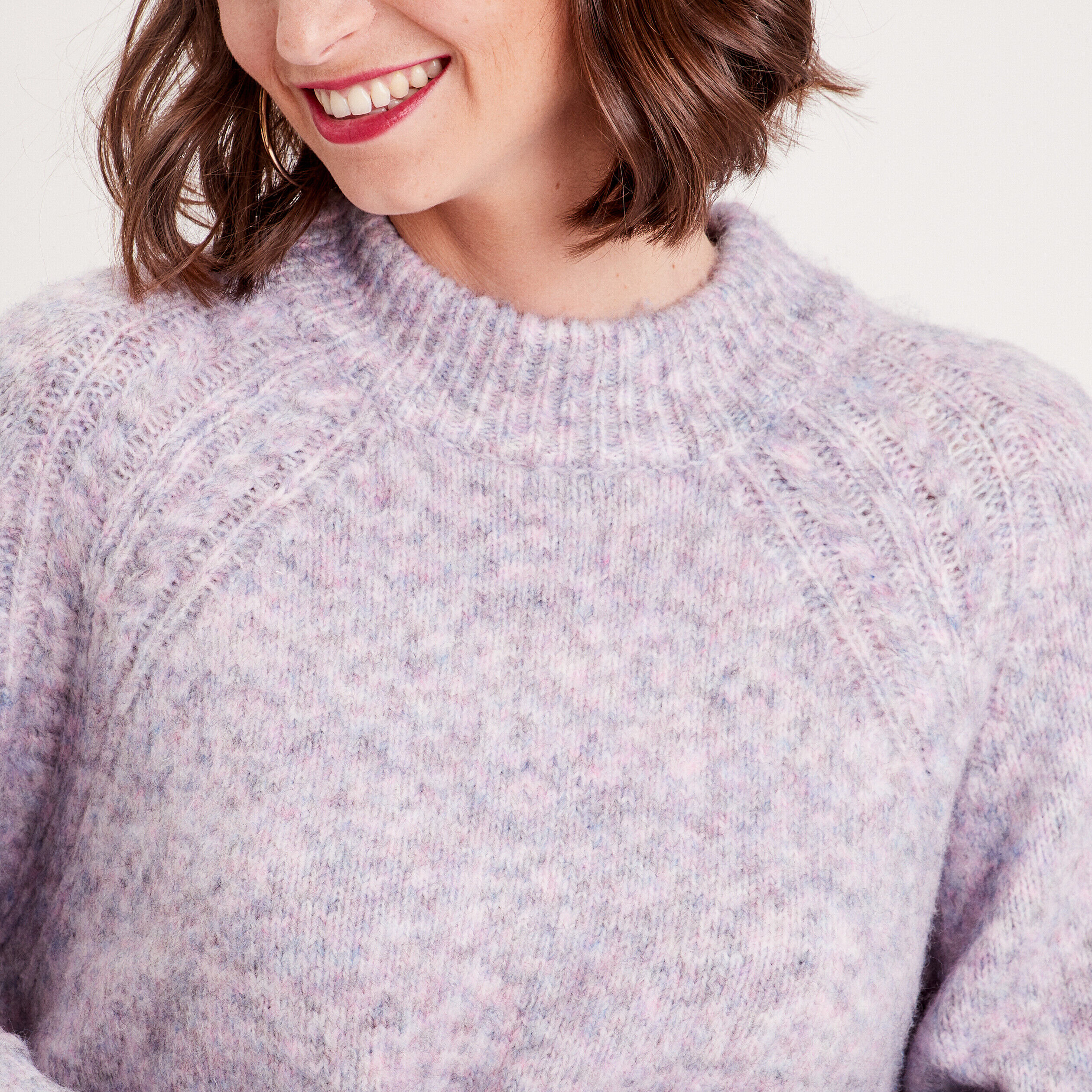 Pull oversize col montant violet foncé femme | Cache Cache