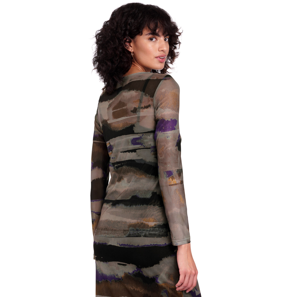 Damen Langarmshirt in semitransparenter Optik