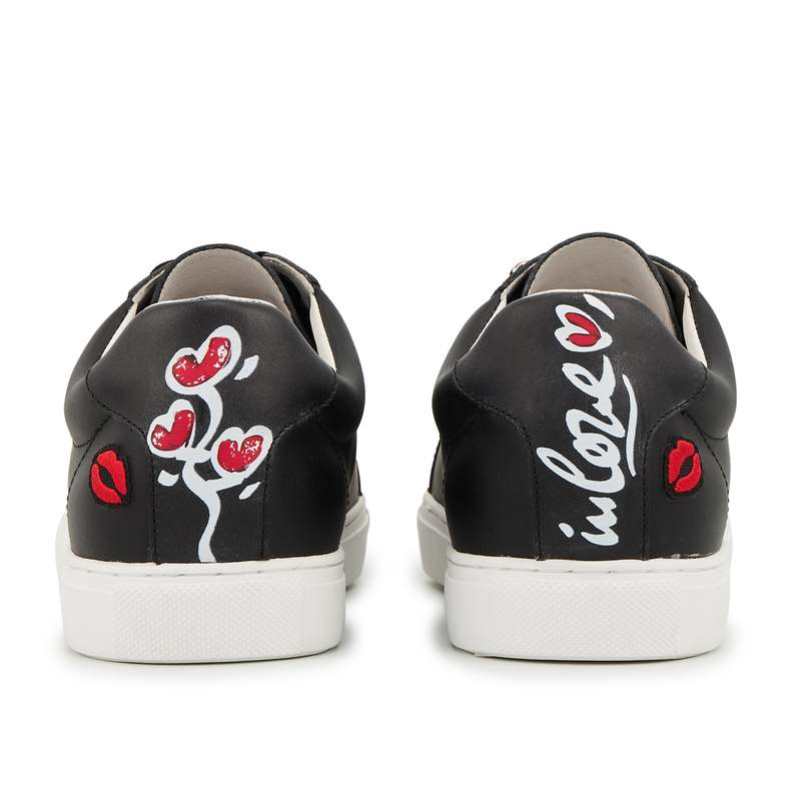 Baskets en cuir Simone in love lacets noir