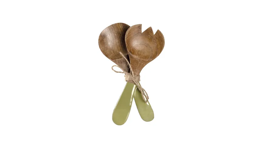 LEONARDO Salatbesteck aus Mangoholz GARDA 21cm grün