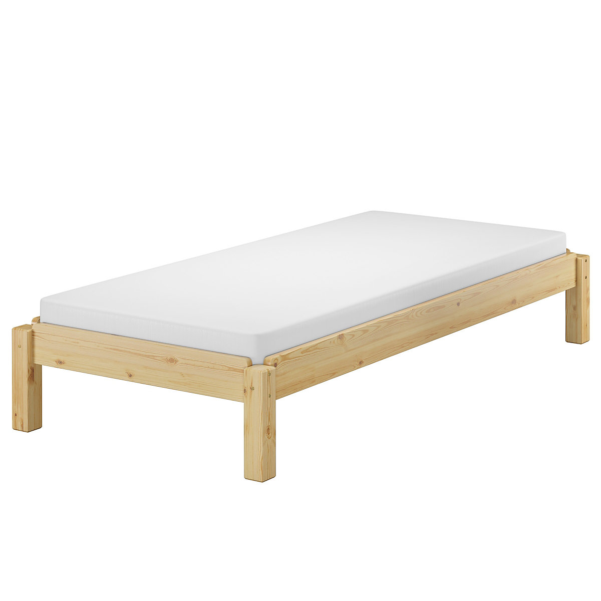 Gästebett 90x200 Kiefer massiv mit Rollrost und Matratze