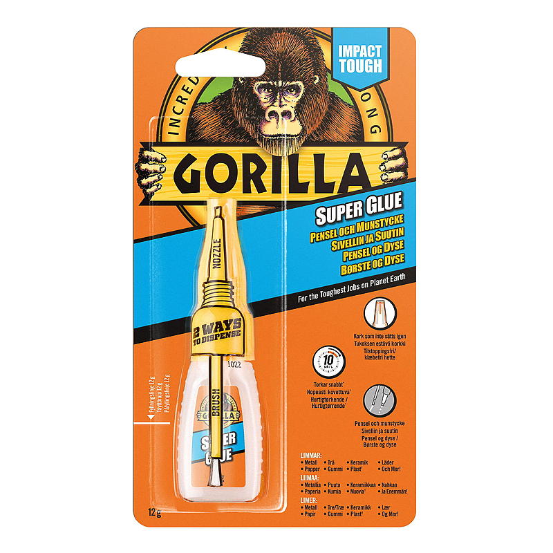Gorilla Superlim 12 g m/pensel & dyse, Gorilla