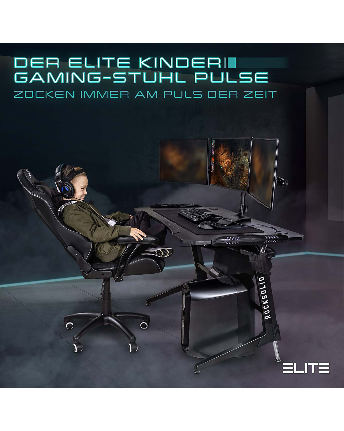 Gaming Stuhl PULSE - Ergonomischer Kinder Luxus Gaming Stuhl - 4D Armlehnen - Bürostuhl