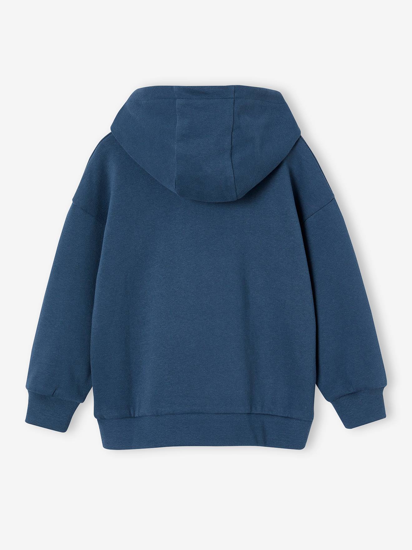 Sweat à capuche motif dino néon garçon bleu nuit