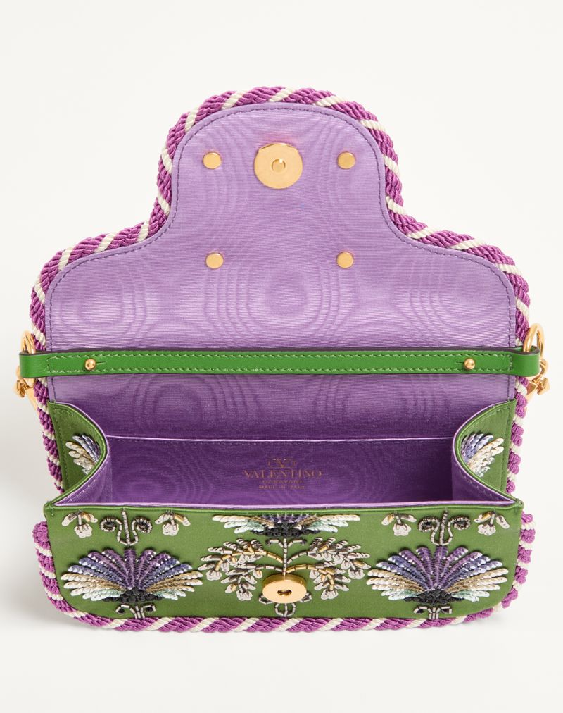 Bolsa de ombro pequena Valentino Garavani Locò bordada com logotipo de joia