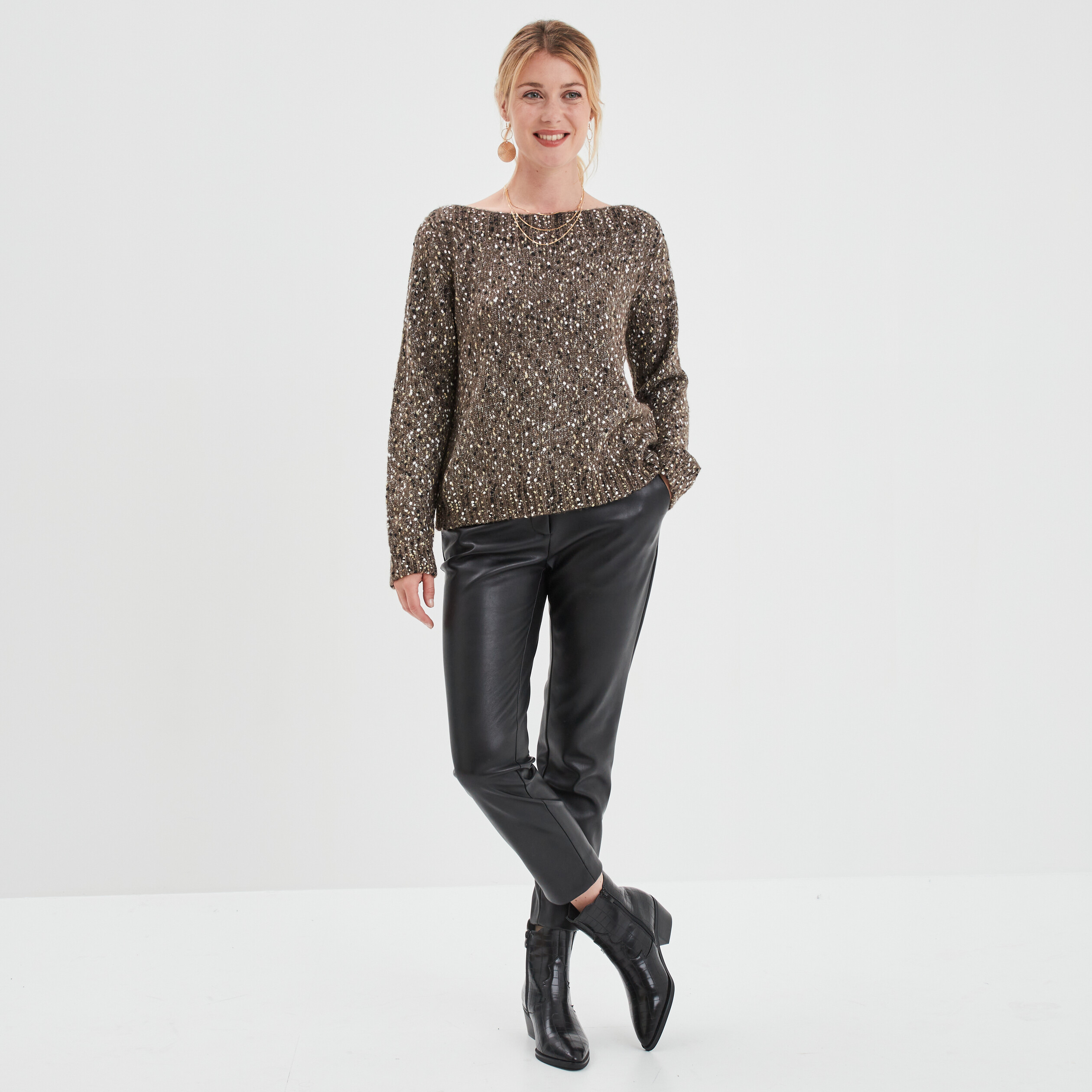 Pull manches longues vert kaki femme | La Halle