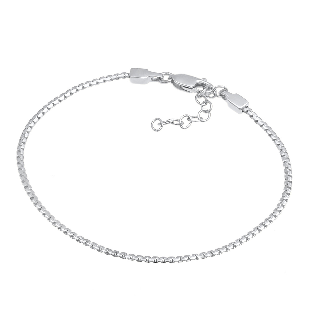Elli Elli Bracelet Chaîne de serpent ovale pour dames Tendance de base plate en argent Bracelet