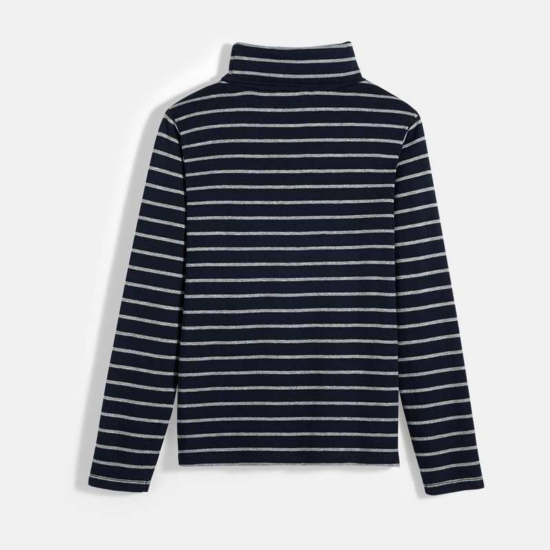T-shirt col roulé rayé bleu garçon
