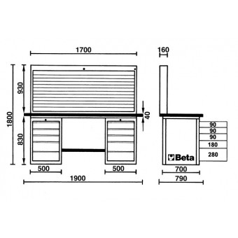 Beta 057001406 MasterCargo darbastalis, raudonas, 243 kg