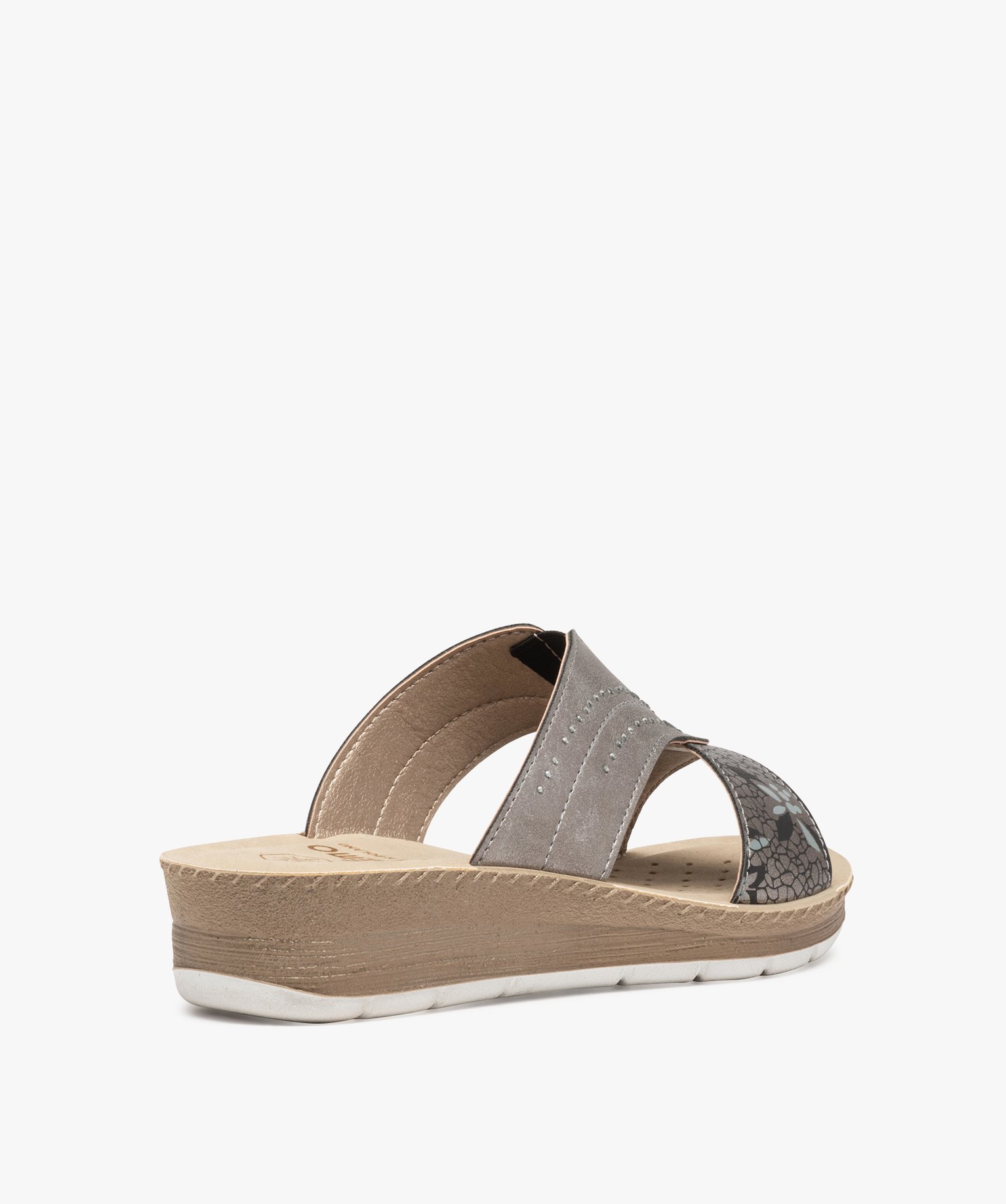 Sandales femme confort forme mule avec brides scintillantes gris | GEMO