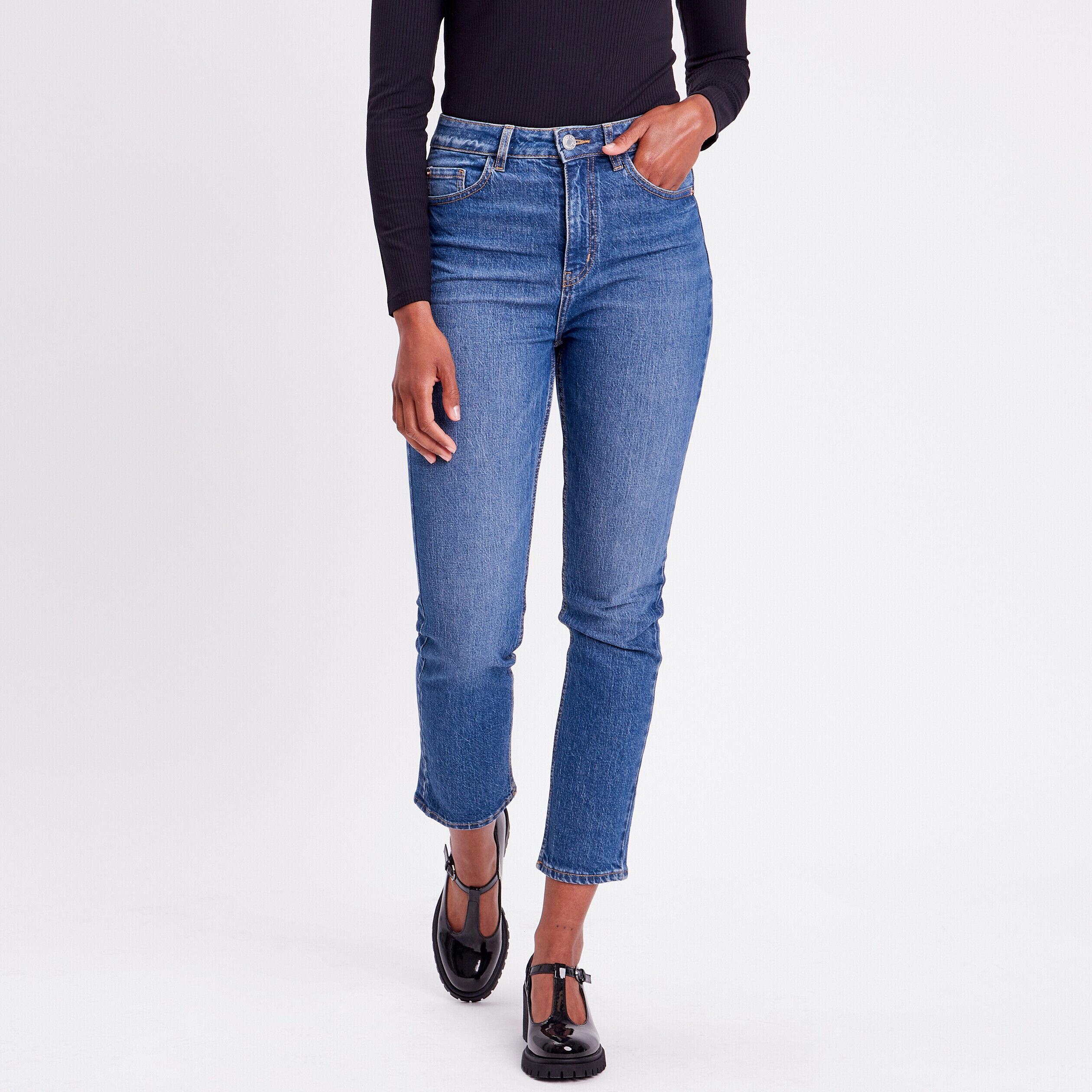 Jeans slim taille haute 7/8ème denim stone femme | Cache Cache