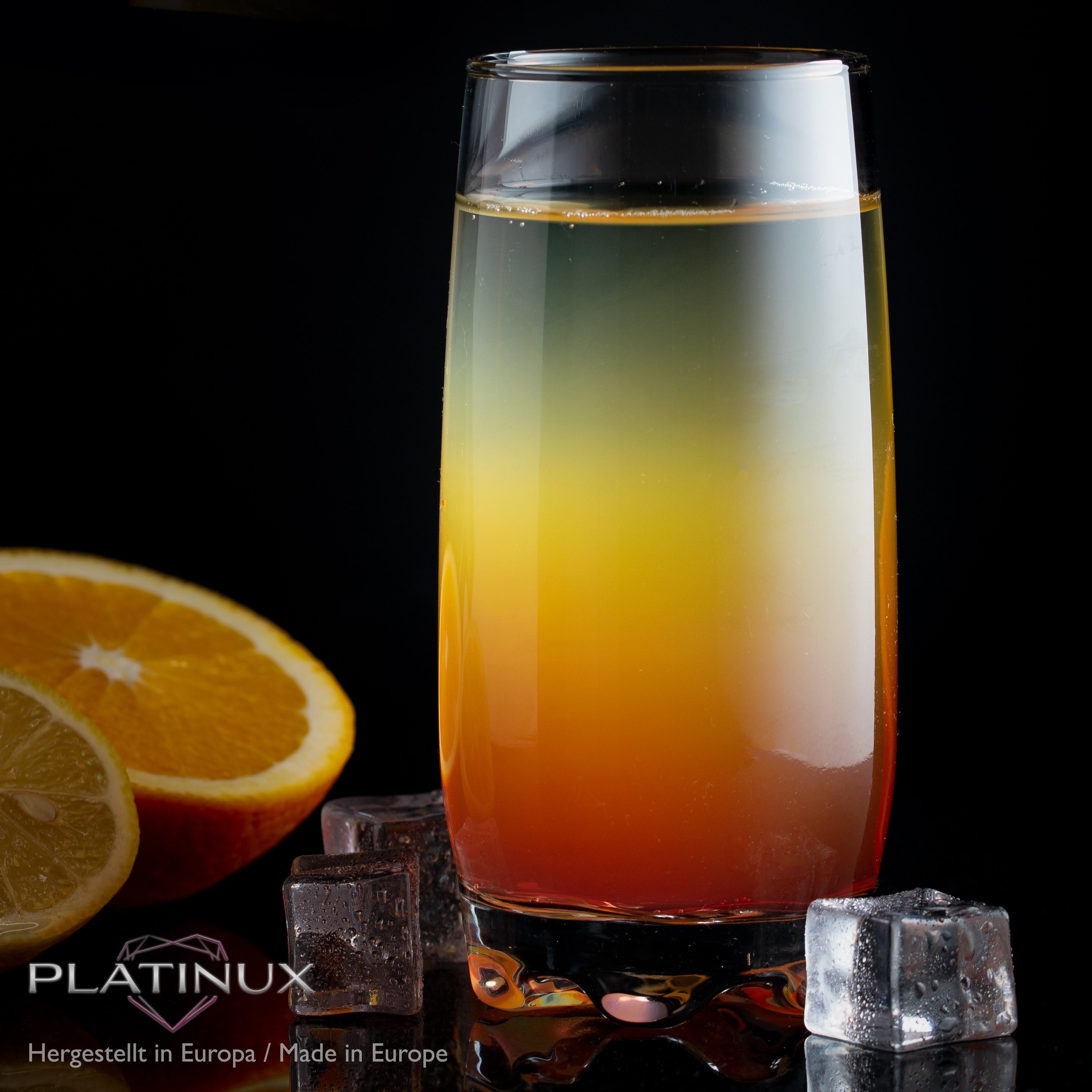 PLATINUX Glas Trinkgläser mit geformten Boden, Glas, Set 6 Teilig 350ml Wassergläser Saftgläser Frühstücksglas