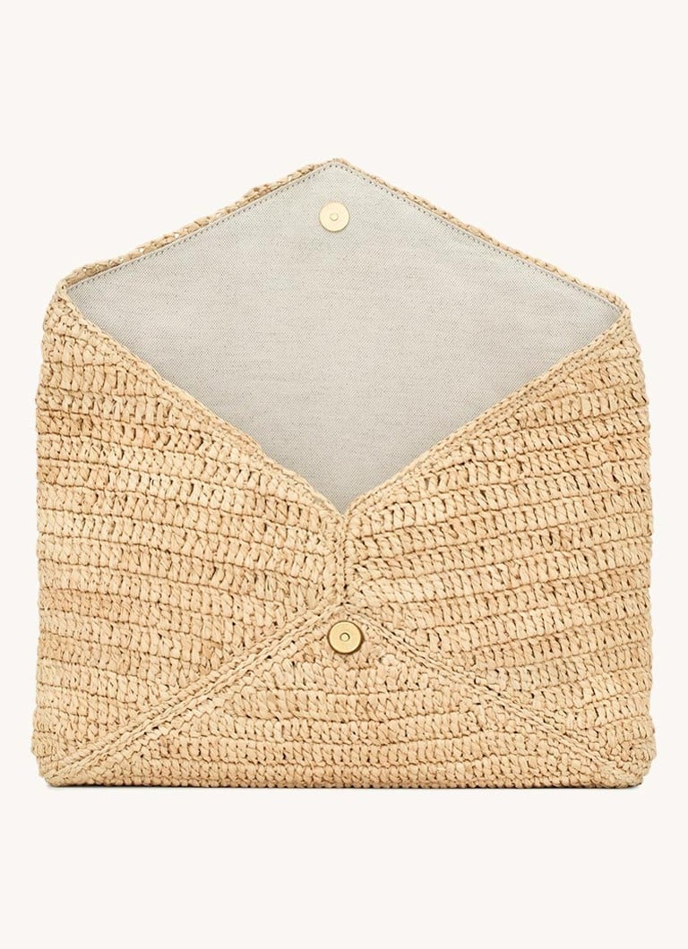 Clutch mare Saint Laurent Cassandre din rafie