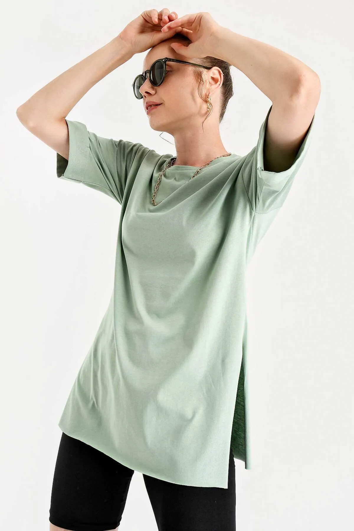 Bigdart  4123 Übergroßes T-Shirt mit Schlitzen - Çağla