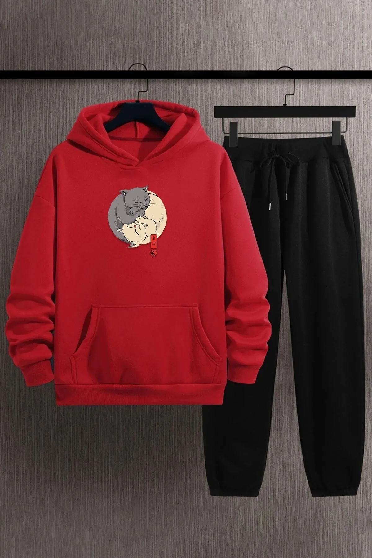 uyguntarz  Unisex-Trainingsanzug-Set mit Shinobi-Katze-Aufdruck
