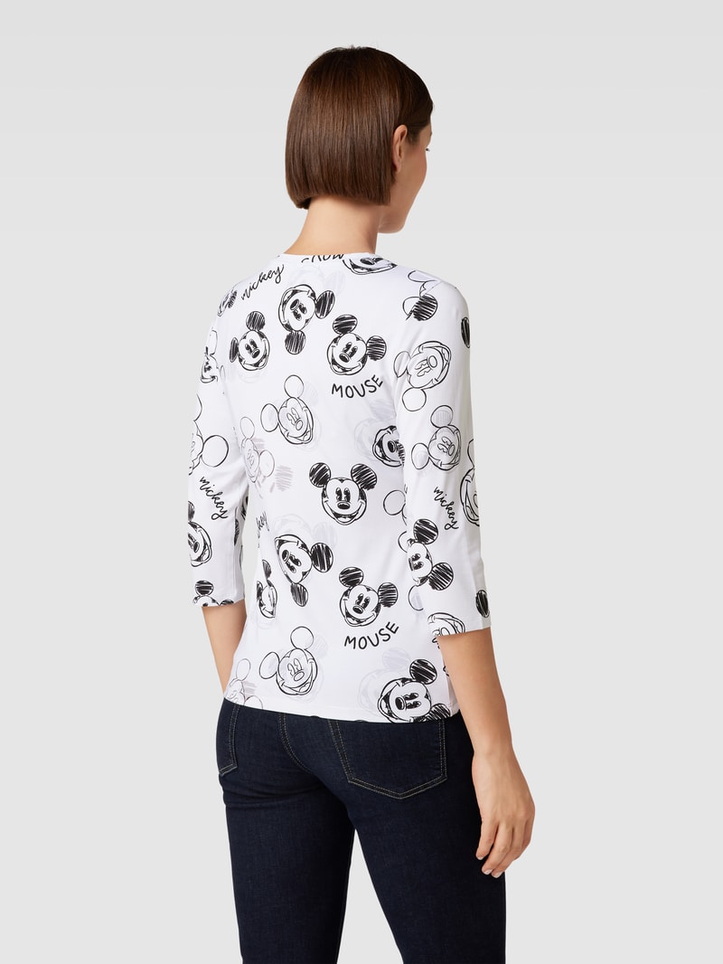 Longsleeve aus Viskose-Elasthan-Mix mit Allover-Muster in offwhite