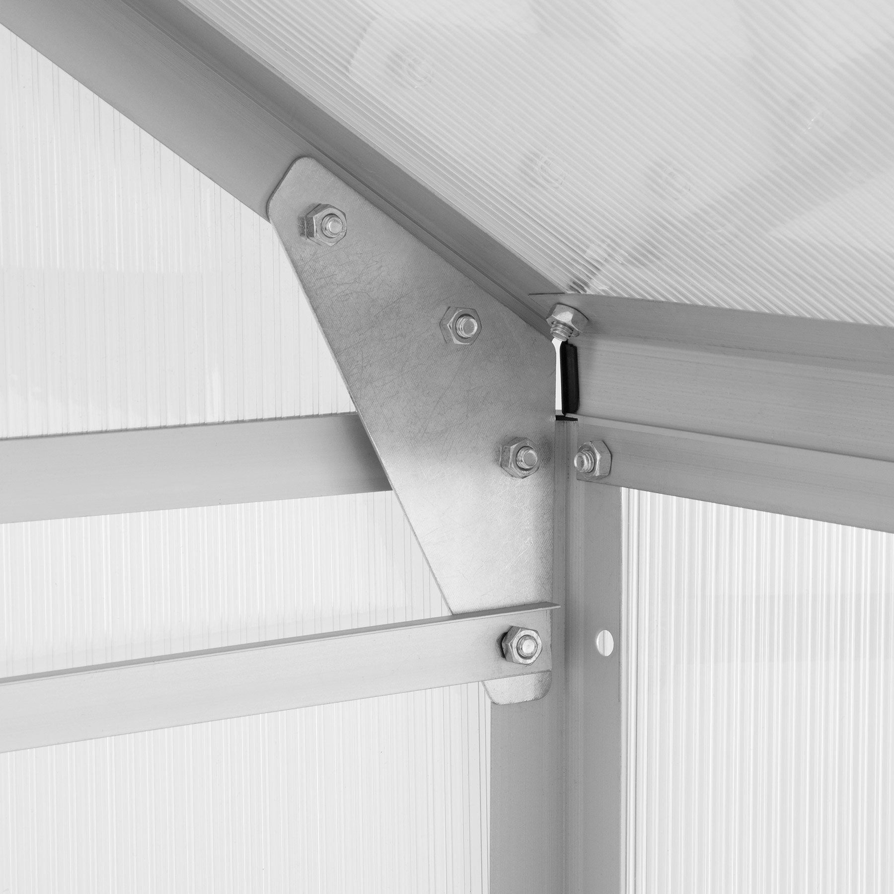 tectake Gewächshaus Anlehngewächshaus aus Aluminium mit Fundament, 0,40 mm Wandstärke