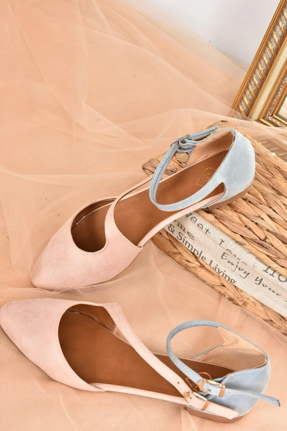 Fox Shoes  Damen-Ballerinas aus puderblauem/blauem Wildleder D726016902
