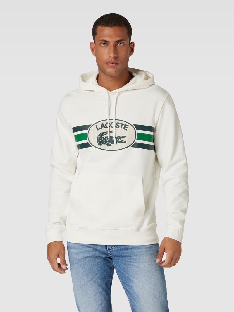 Hoodie mit Label-Print in offwhite