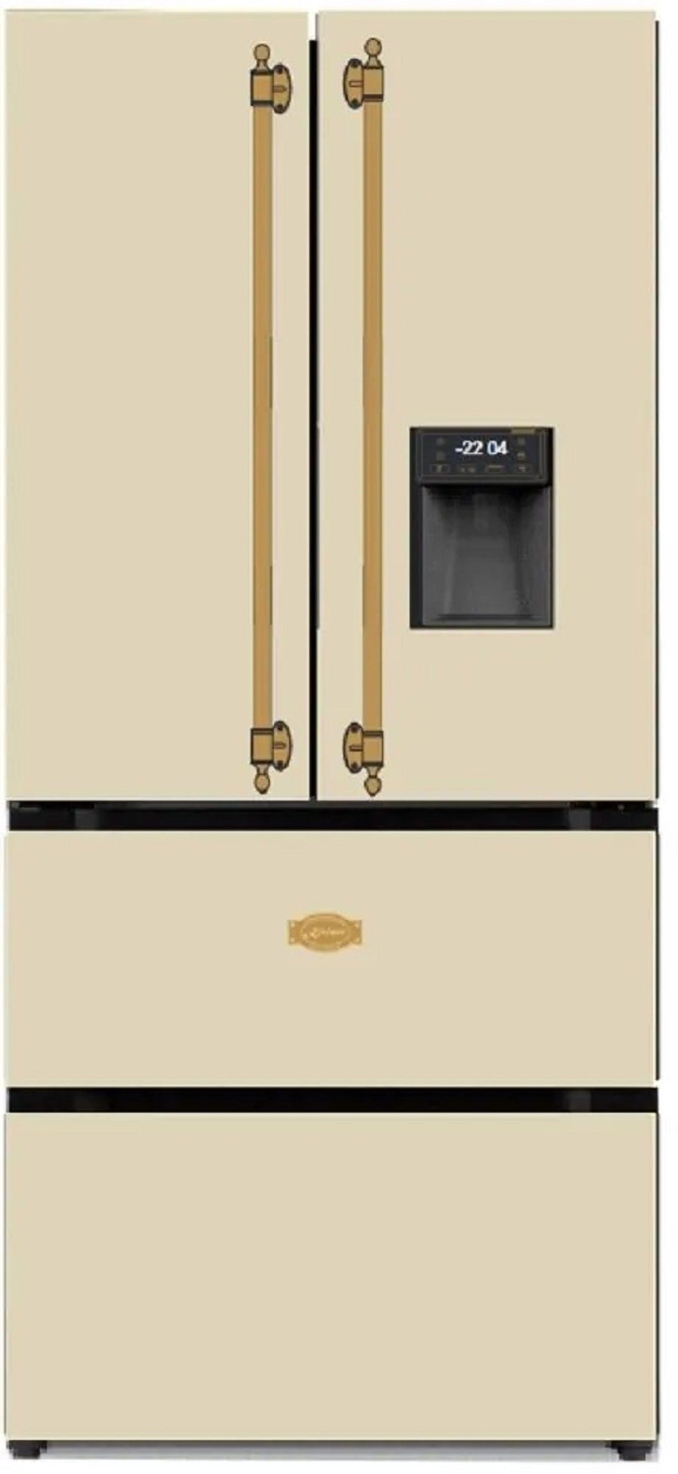 Kaiser Küchengeräte Side-by-Side KS 80425 ElfEm, 83.6 cm breit, Retro Kühlschrank, No Frost 506 L+Wasserkocher