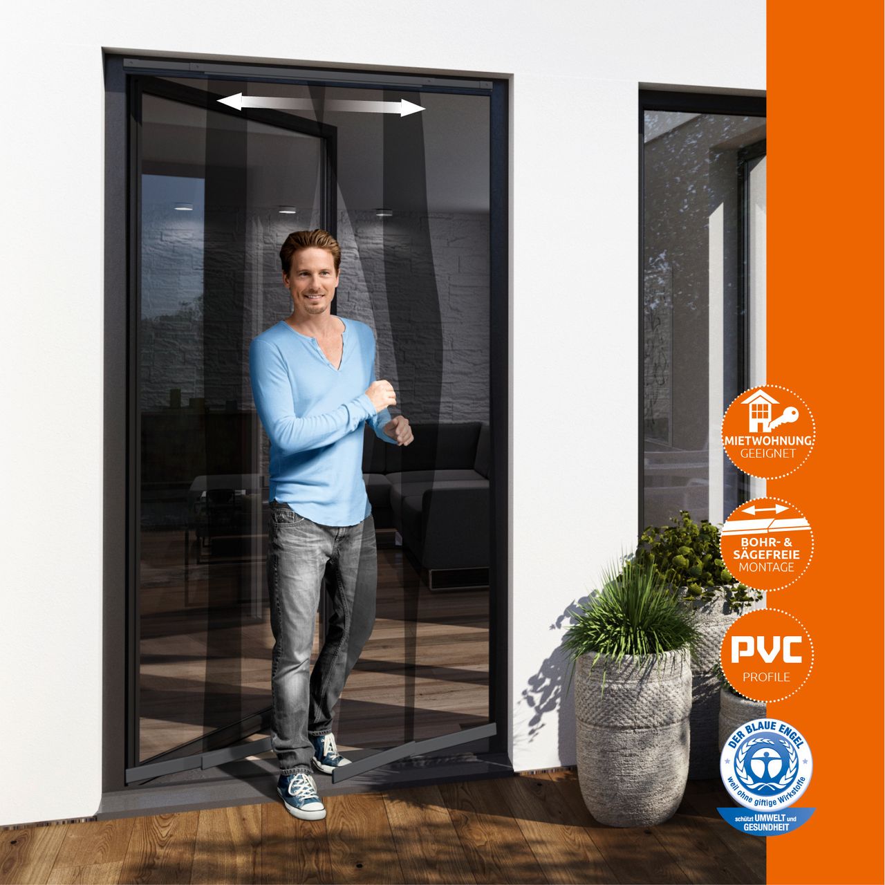 Powertec Türvorhang Teleskop 120cm anthrazit