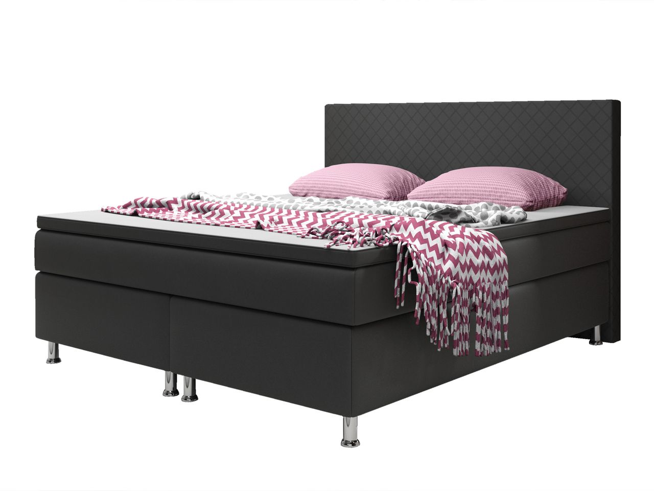 IHG Boxspringbett Madrid 180x200 cm Kunstleder Schwarz