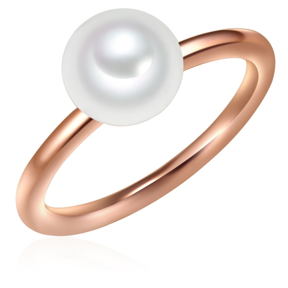 Valero Pearls Bague en argent Argent sterling Perle de culture d'eau douce en Or rose Bague