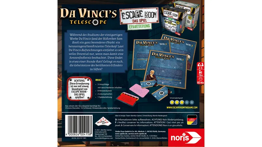 Noris Spiele - Escape Room: Da Vinci's Telescope - Erweiterung