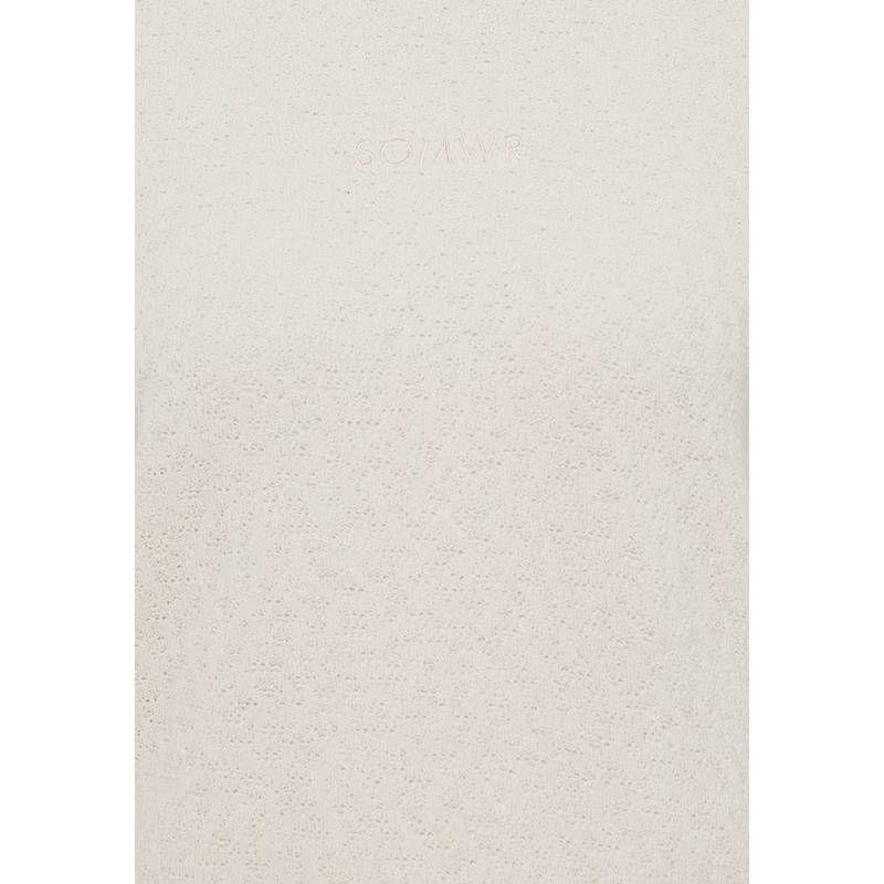 SOMWR Puffy Sleeve Sweater With Contrast Neck Rundhalspullover Damen