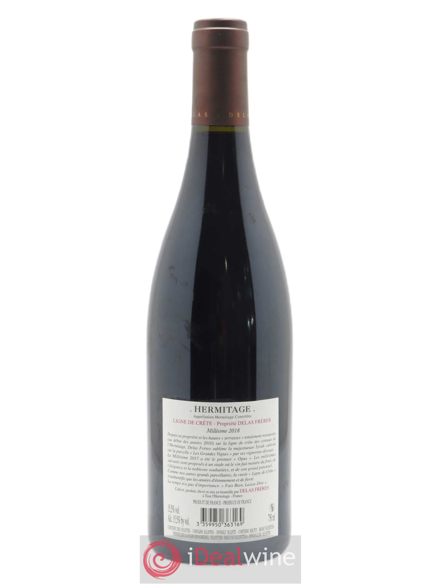 Hermitage Ligne de Crête Les Grandes Vignes Delas Frères  2018 - Lot de 1 Bouteille