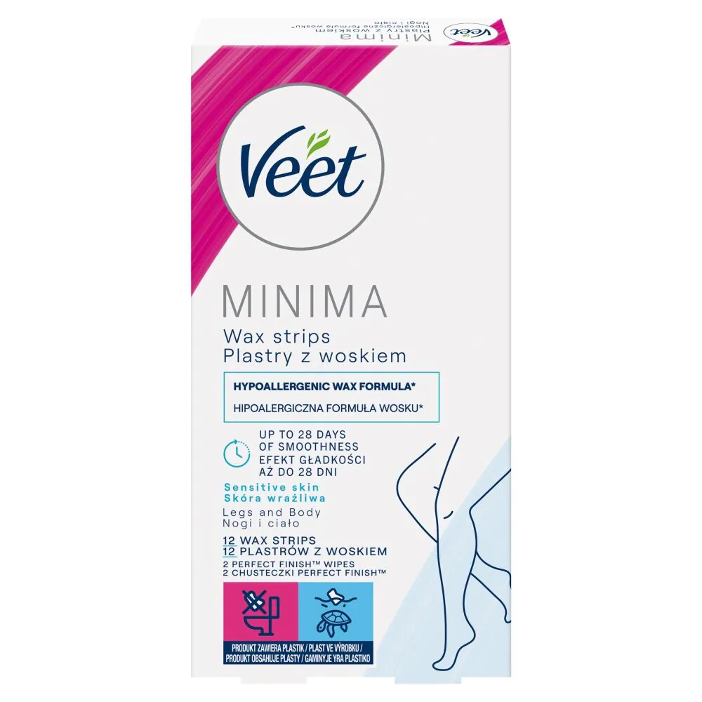 Fitas de cera Veet Minima para pele sensível