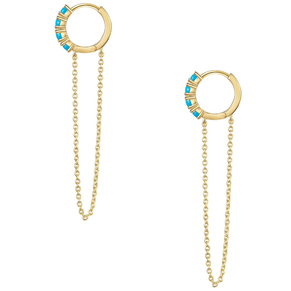 Glanzstücke München Créoles en argent Argent sterling Turquoise reconstituée en Or jaune Boucles d'oreilles
