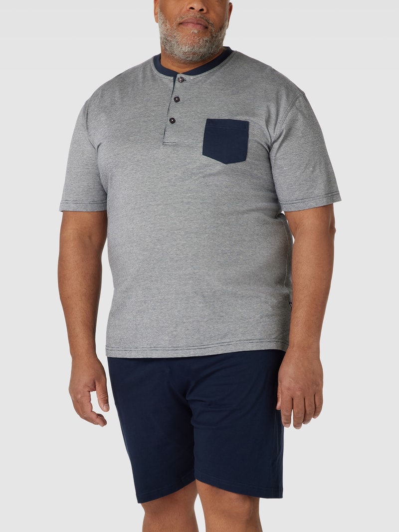PLUS SIZE Pyjama mit Streifenmuster Modell 'SEOUL' in marineblau