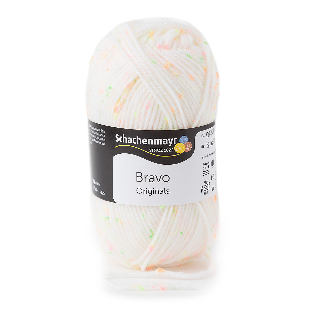 Handstrickgarne Bravo, 50g Natur Neon Tweed