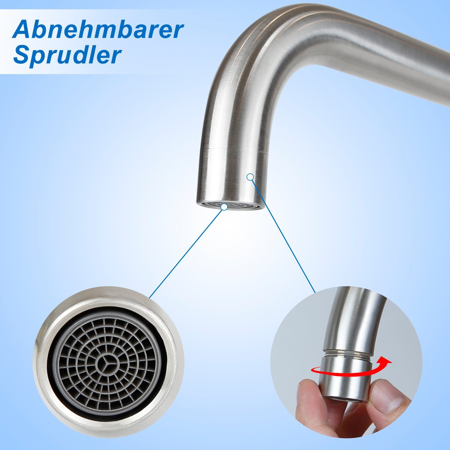 ZMH Waschtischarmatur Wasserhahn Bad Ausziehbar brause Mischbatterie Nickel