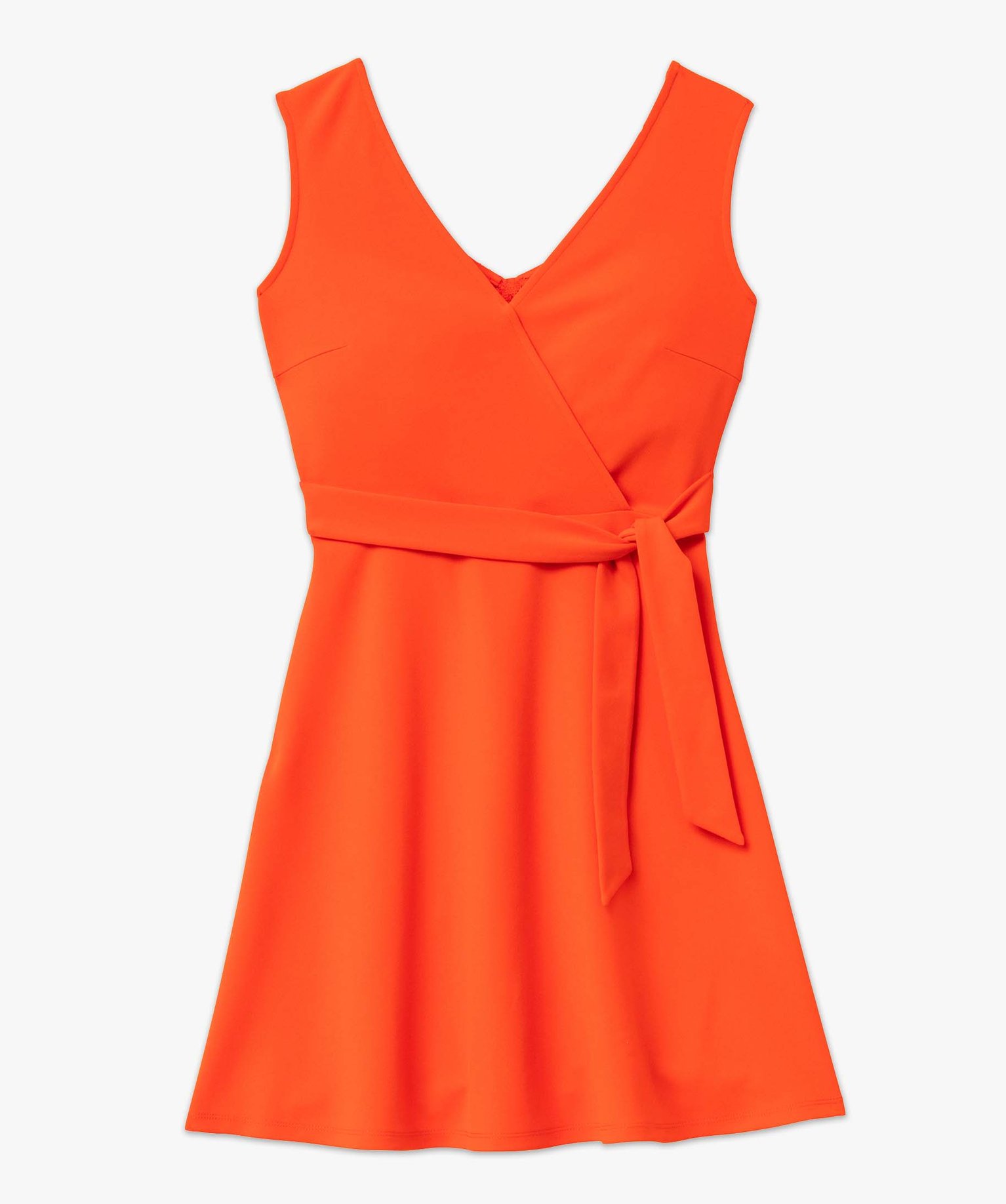 Robe femme avec décolleté cache-coeur et dos dentelle orange | GEMO