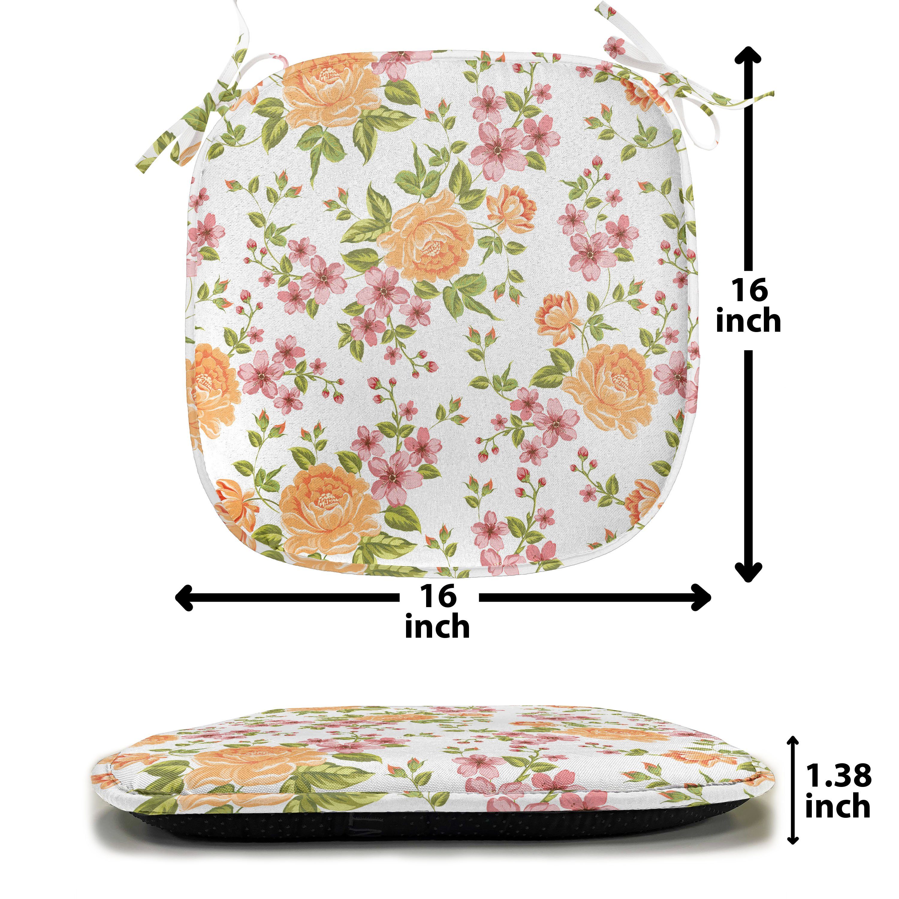 Abakuhaus Stuhlkissen Dekoratives wasserfestes Kissen mit Riemen für Küchensitze, Blume Peony Poppy Braut Theme